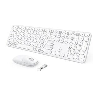 SEENDA 2.4G Wireless Keyboard and Mouse Set SK73-3 White Round Keys